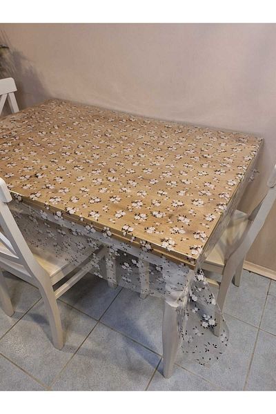 Başak Ev Tekstili Transparent 0.018 Mm PVC Oilcloth - Patterned Erasable Transparent Tablecloth