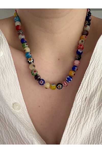 CHARMLUCKY Murano Glass Flower Necklace