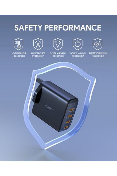 AUKEY Omnia II 100W PD & Super Fast Wall Charger with GaN Power Technology PA-B7S Black