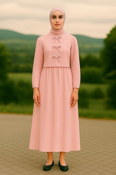 HAKKE Bow Detailed Flowing Skirt Hijab Set