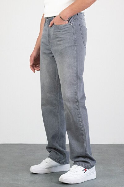 HLT JEANS Чоловічі сірі прямі баггі без лайкри, зручний крій, 100% бавовна, в...