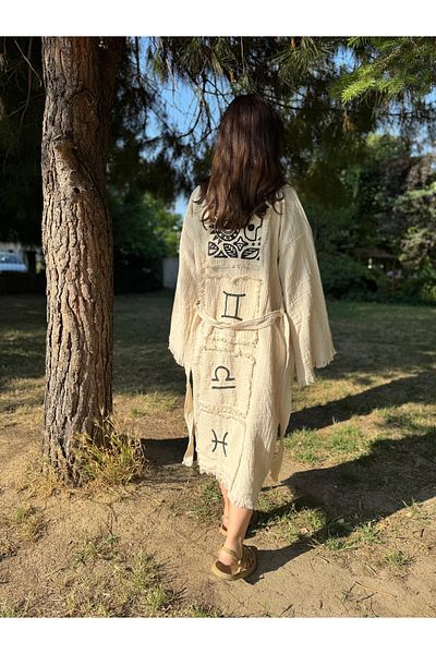 Hayat Ağacı Atölyesi “Numa” Hand Printed Muslin Kimono Beach Dress