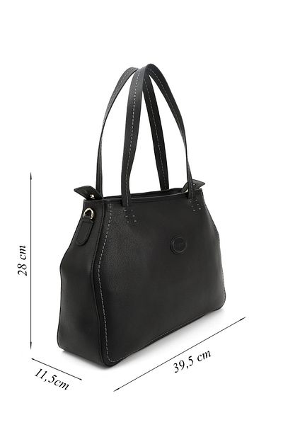 GÖNDERİ(R) Women / Girls Black Floter Genuine Leather Hand and Shoulder Bag