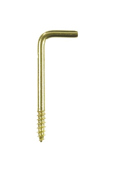 ACE 5-Piece Polished Brass Easy to Install Square Bend Screw Hook Gold 1-3/8inch