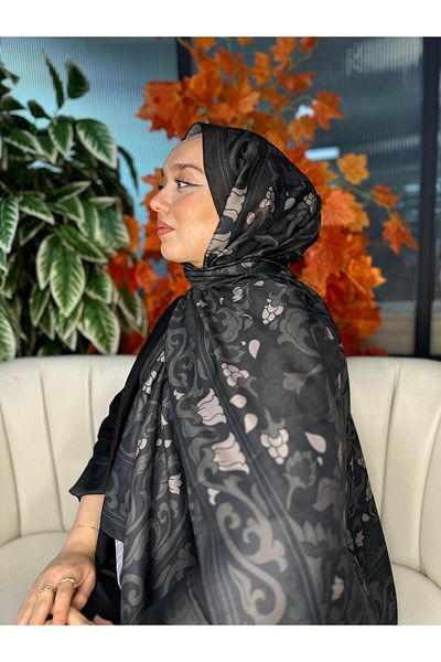 Oxygen Scarfs Lily Pattern Cotton Silk Shawl-10008