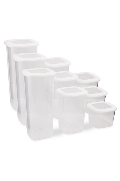 UnicUtil Set of 9 food containers, UnicUtil, Compact Stylish, White