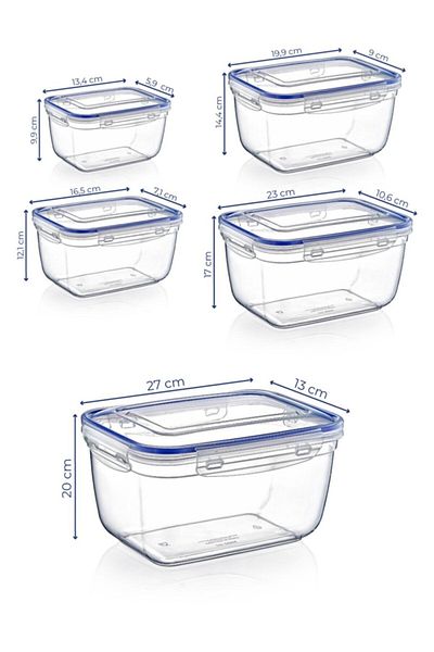 UnicUtil Set of 5 plastic casseroles, UnicUtil, Versatile Elegant, Transparent