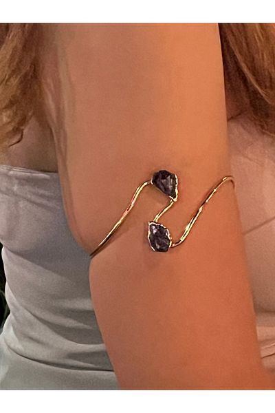Crystalclem Pazu Bracelet Amethyst Citrine Natural Stone Inside Copper Outside Gold Plated
