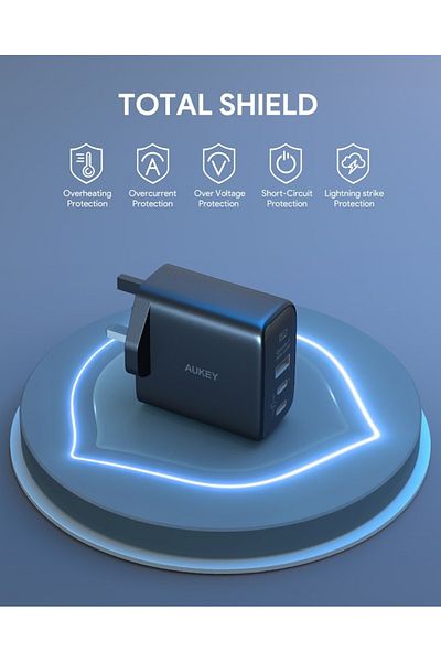 AUKEY Omnia II 65W PD & Super Fast Wall Charger with GaN Power Technology PA-B6T Black