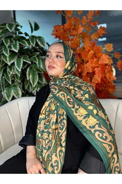 Oxygen Scarfs Lily Pattern Cotton Silk Shawl-10008