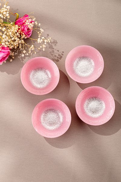 Emsan Pastel 4 Piece Glass Bowl 10 cm Pink