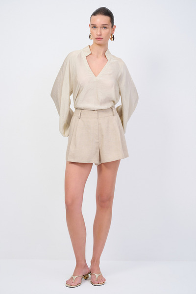 Love My Body Moda Tutkusu Pileli Keten Şort