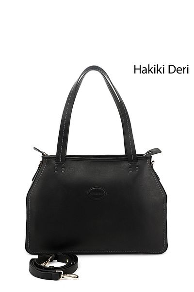 GÖNDERİ(R) Women / Girls Black Floter Genuine Leather Hand and Shoulder Bag