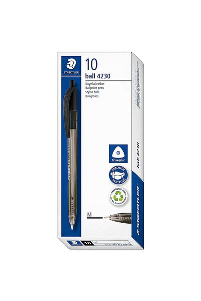 Staedtler Set of 10 ballpoint pens, retractable, Staedtler 4230 M Black