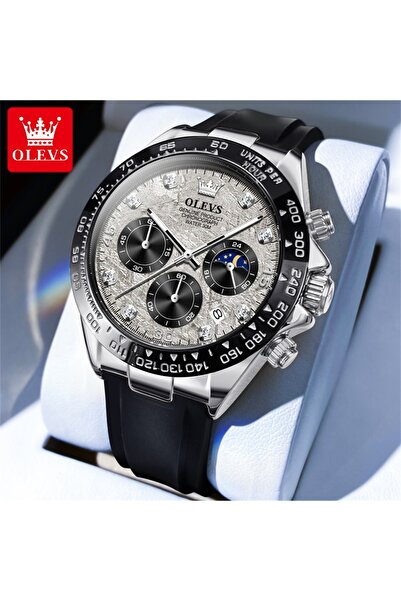 Choice ساعة كوارتز أصلية فاخرة من ماركة OLEVS 2875 باللون الرمادي الفضي للرجا...