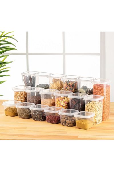 UnicUtil Set of 18 food containers, UnicUtil, Sturdy Elegant, White