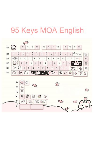 Choice Toffee Rabbit USLION 95Keys Dessert Cat Theme Keycaps MOA Profile PBT Key Caps Kit for 61/64/68/84/7