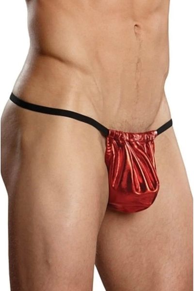 Cicişim Men's Red Leather Look Fancy String Thong