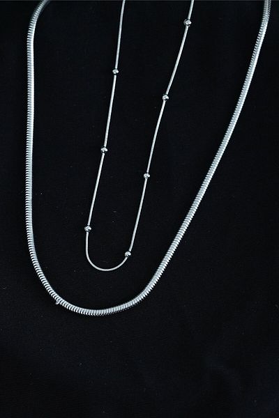 NEZADE STORE Stainless Steel Snake and Dorica Model Combination Necklace