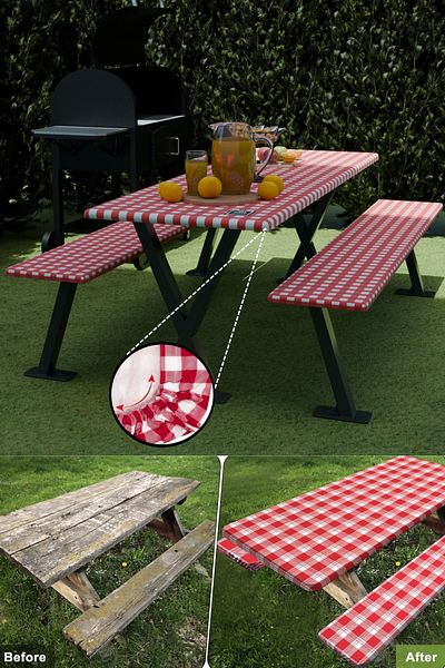 mba decor metal bending art Elastic Red and White Gingham Tablecloth |   Stain-Proof Waterproof Picnic Garden Cover Summer