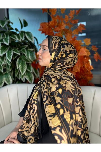 Oxygen Scarfs Lily Pattern Cotton Silk Shawl-10008