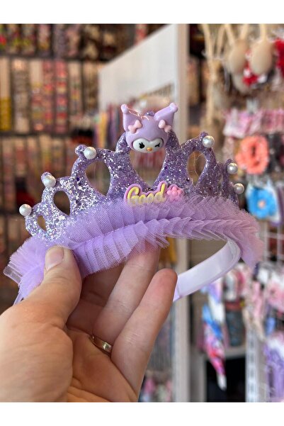 Chocuk Simli Kuromi Figürlü Mor Renk Prenses Taç