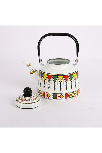 BASURRAH Large Enamel Teapot – Colorful Porcelain Teakettle with Handle 2.5L