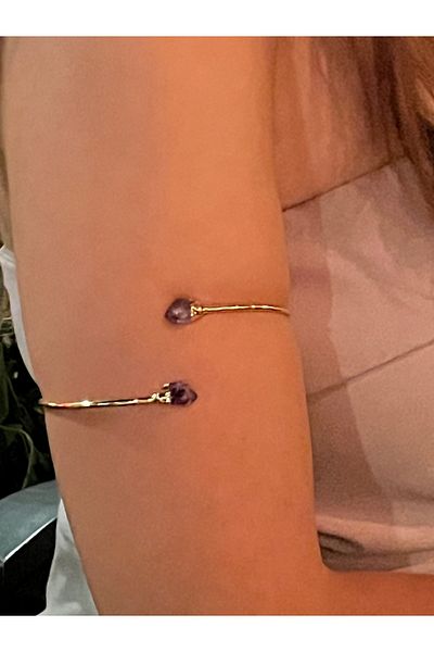 Crystalclem Pazu Bracelet Amethyst Citrine Natural Stone Inside Copper Outside Gold Plated