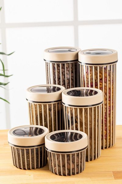 UnicUtil Set of 6 food containers, UniqueUtil, Elegant Spacious, Cream