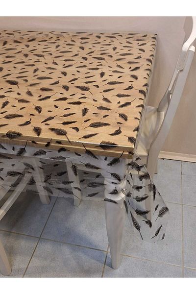 Başak Ev Tekstili Transparent 0.018 Mm PVC Oilcloth - Patterned Erasable Transparent Tablecloth