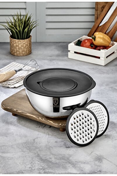 Esta 5 Piece Stainless Steel Mixing Bowl Set |   With Lid and Grater Attachment, 4.6 L
