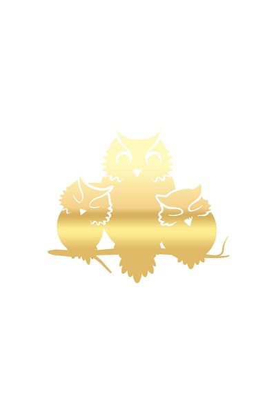 Reysa Tasarım Cute Owls Sticker 17X17 cm Gold