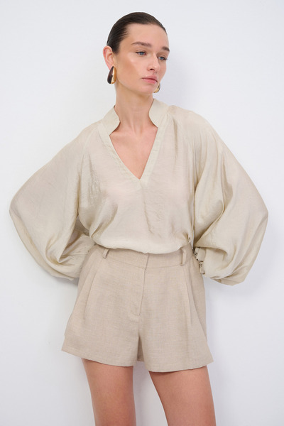 Love My Body Moda Tutkusu Pileli Keten Şort