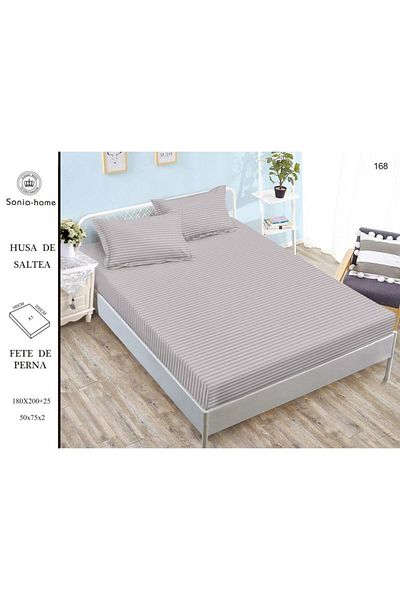 Sonia-home Mattress cover 180X200 ±25 cm and 2 pillowcases 50X75 cm Sonia Home Design - light gray
