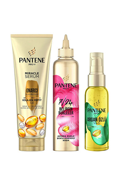 Pantene Argan Yağlı Saç Serumu 100mlx4+Bukle Şekillendirici 300mlx4+Onarıcı K...