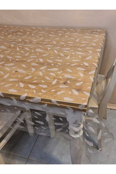 Başak Ev Tekstili Transparent 0.018 Mm PVC Oilcloth - Patterned Erasable Transparent Tablecloth