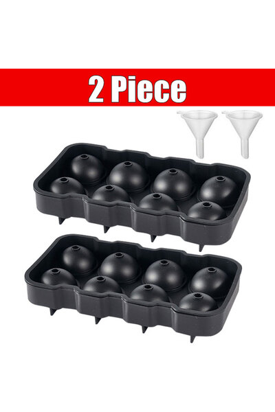 Choice7 قطعتان من قوالب مكعبات الثلج الكروية الكبيرة ذات 8 فتحات باللون الأسو...