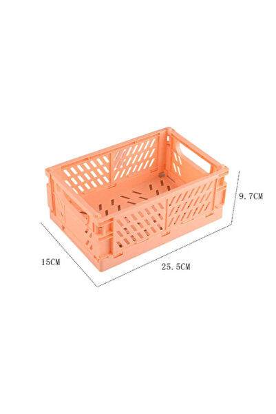 Choice L Orange Plastic Foldable Storage Crate Folding Box Basket Stackable C...