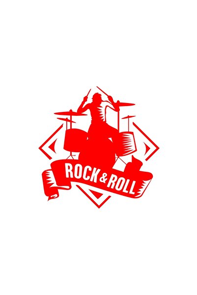 Reysa Tasarım ملصق روك آند رول مقاس 17x17 سم باللون الأحمر