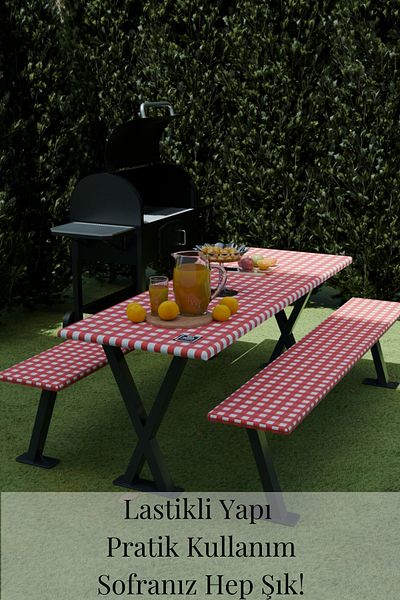 mba decor metal bending art Elastic Red and White Gingham Tablecloth |   Stain-Proof Waterproof Picnic Garden Cover Summer