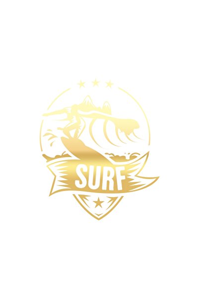 Reysa Tasarım ملصق ركوب الأمواج مقاس 17×17 سم ذهبي