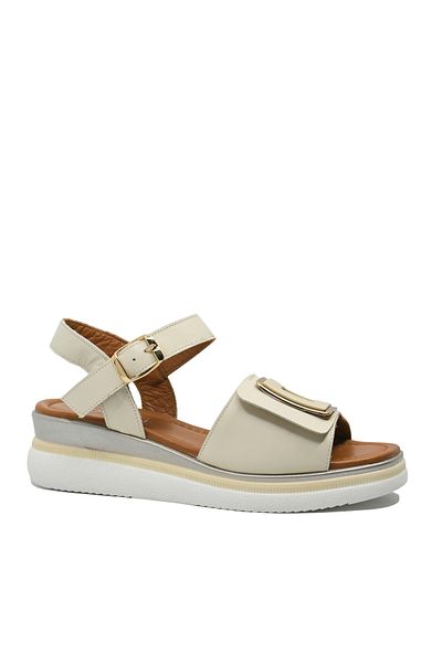 Dogati Sandale joase wedge Dogati bej din piele naturală