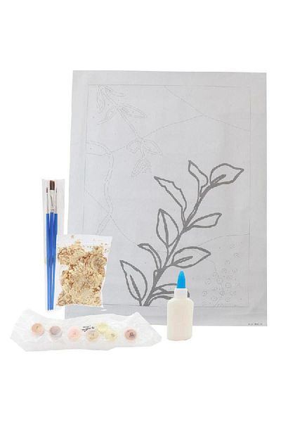 Roco Plants Gold Leaf with Wooden Frame Paint-by-Number 7 Paint Pot + 3 Brush + Canvas Pattern