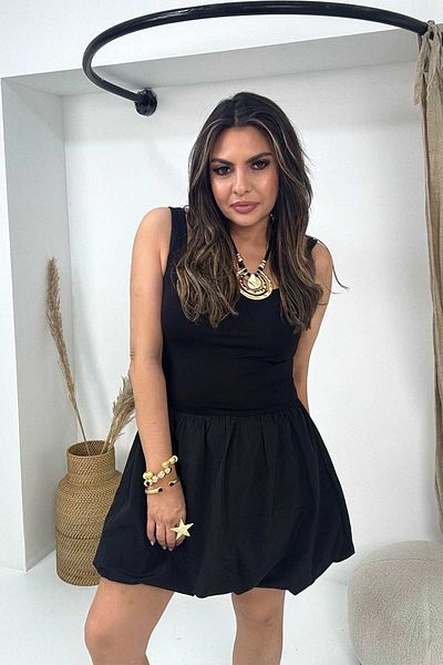 Sohotique By P Strappy Balloon Skirt Dress Black