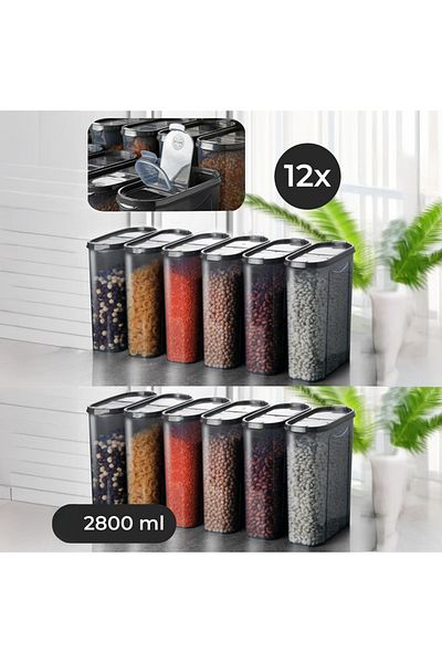 UnicUtil Set of 12 food containers, UniqueUtil, Modern Versatile, Anthracite