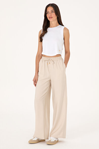 U.S. Polo Assn. Women's Stone Loose Relax Fit Canvas Trousers 50300357-Vr049