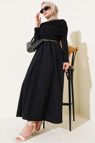 VOLT CLOTHİNG Women's Detachable Gather Detailed Garnished Dress