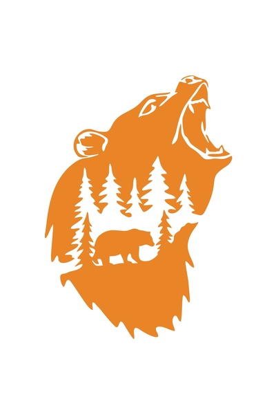 Reysa Tasarım ملصق الطبيعة والدب مقاس 17x17 سم برتقالي