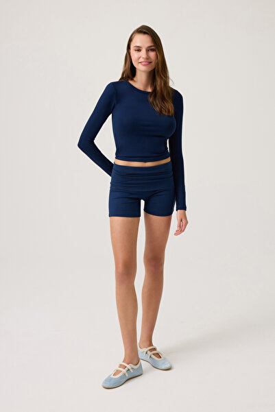 Los Ojos Lacivert Katlanabilir Bel Detaylı Şort Lounge Shorts