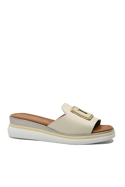 Dogati Women's wedge clogs Dogati beige leather MIR 0001